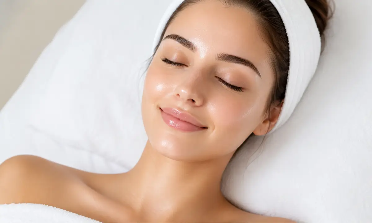 Hydrating facial treatment using a moisture mask for glowing skin at a Khrom Medspa & Wellness